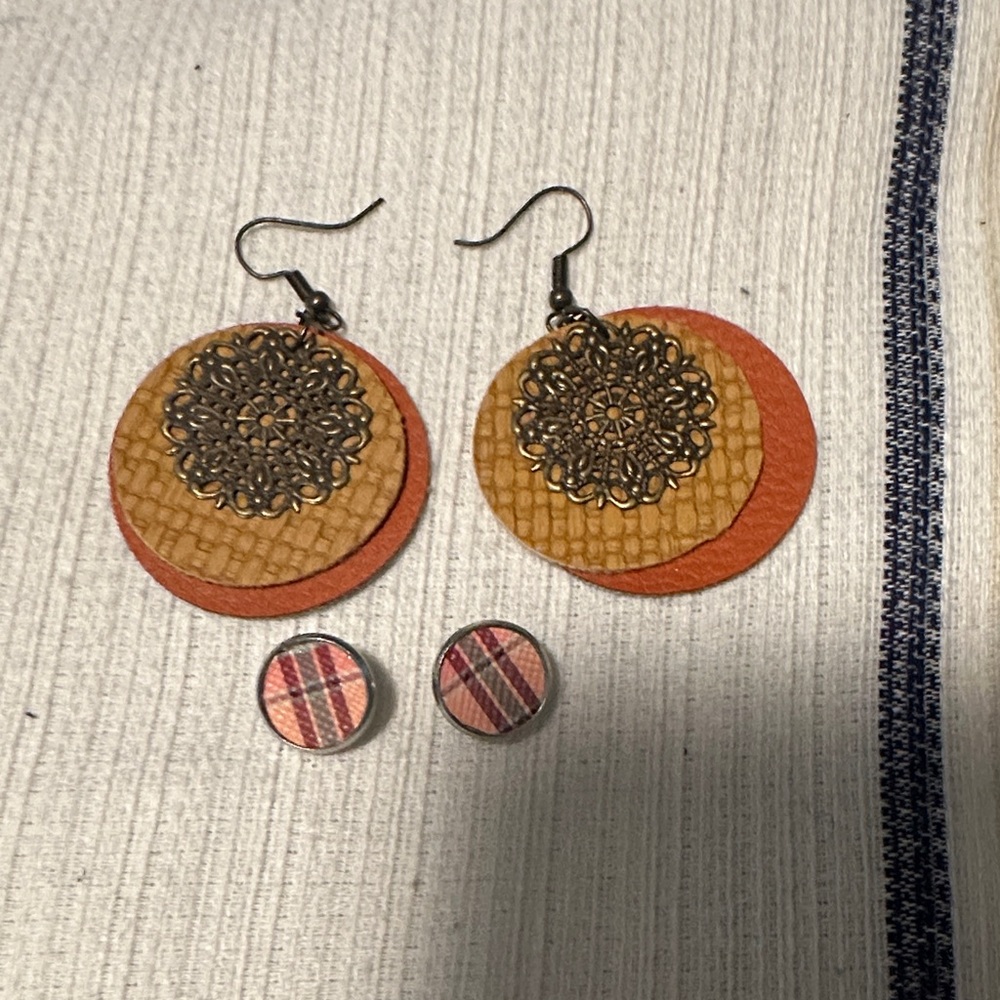 Elegant Gold and Orange Earrings